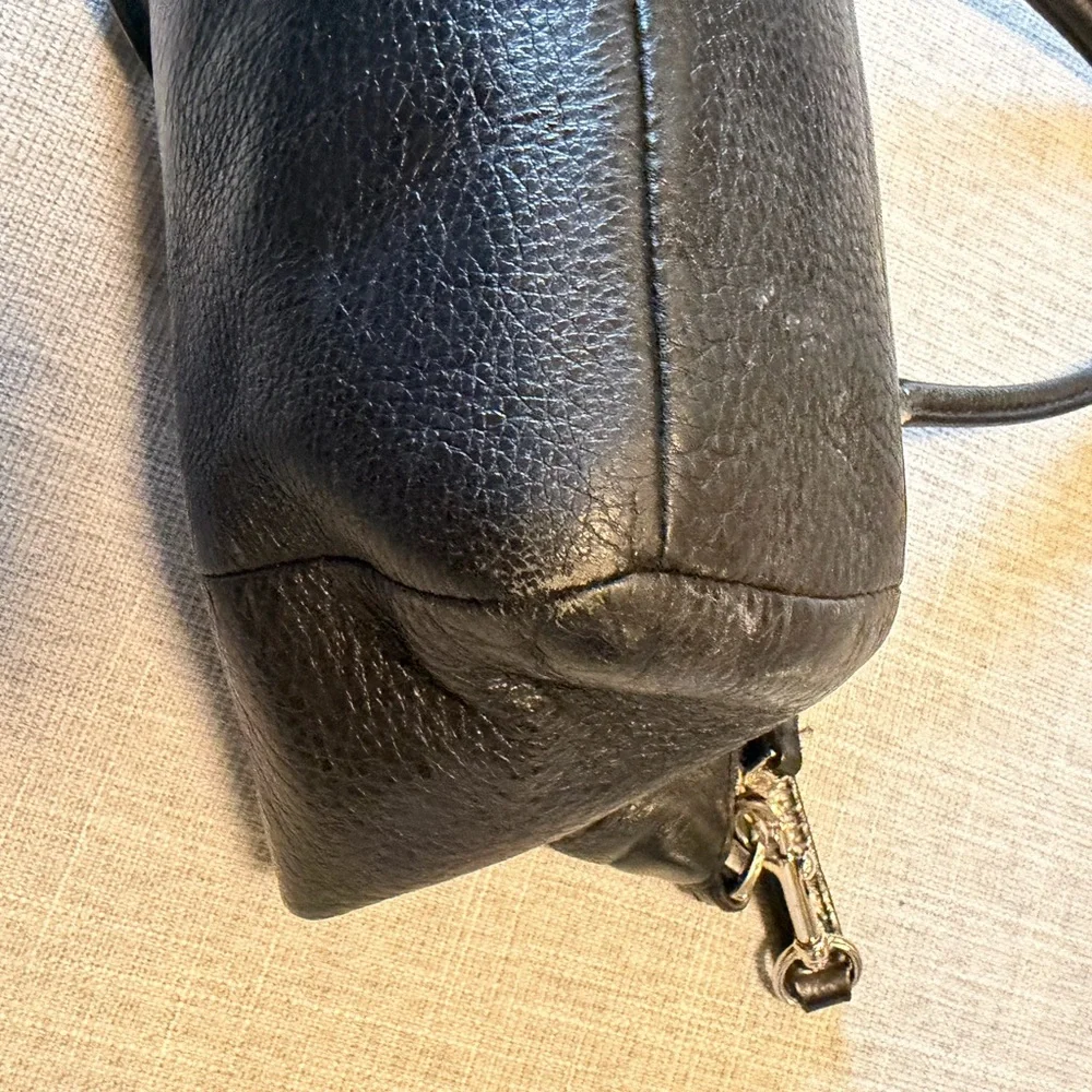 Coach Black Pebbled Leather Satchel Crossbody Bag Zip Top - Picture 2 of 13